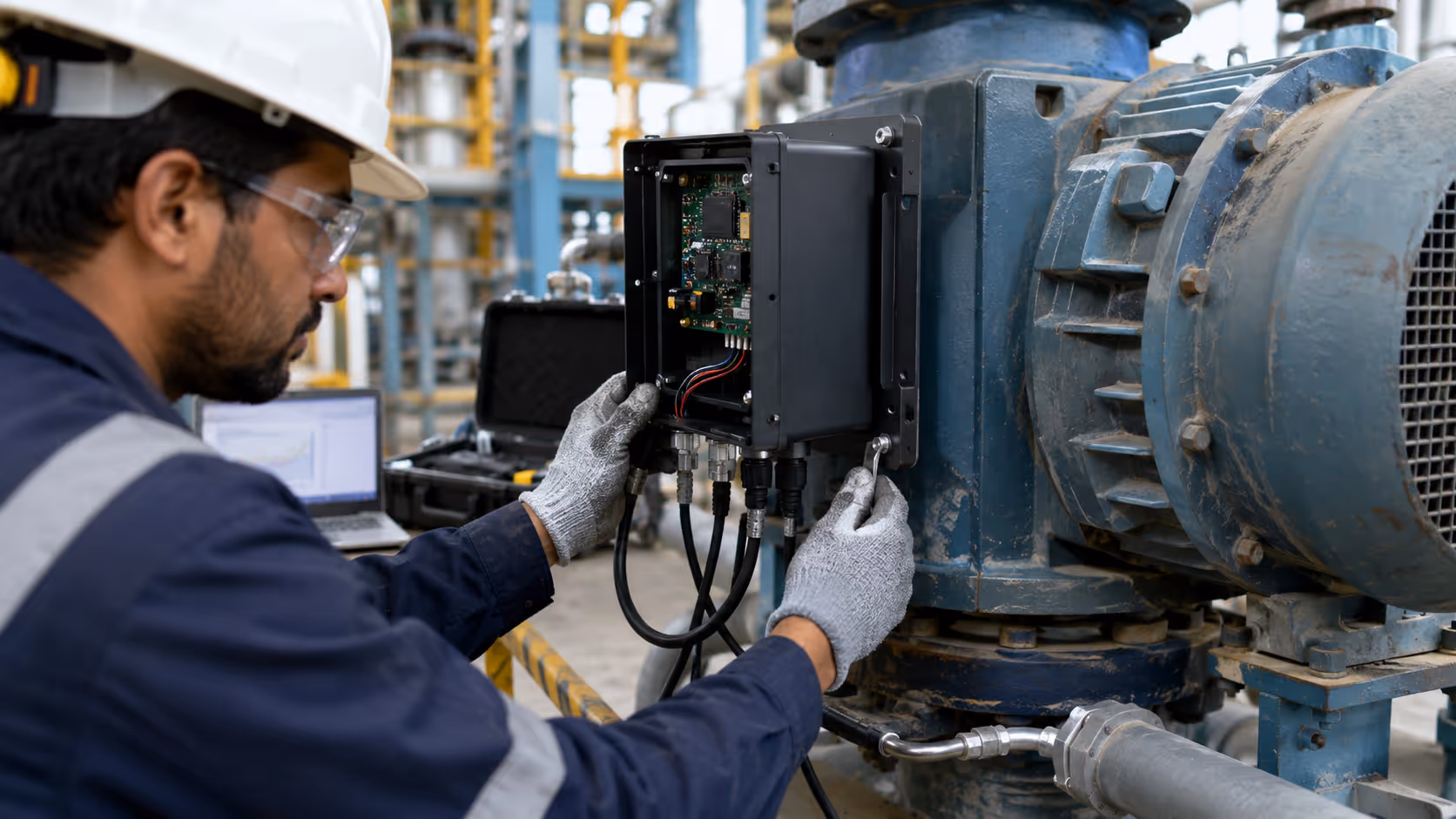 Prototype installation on a machine site during field testing.