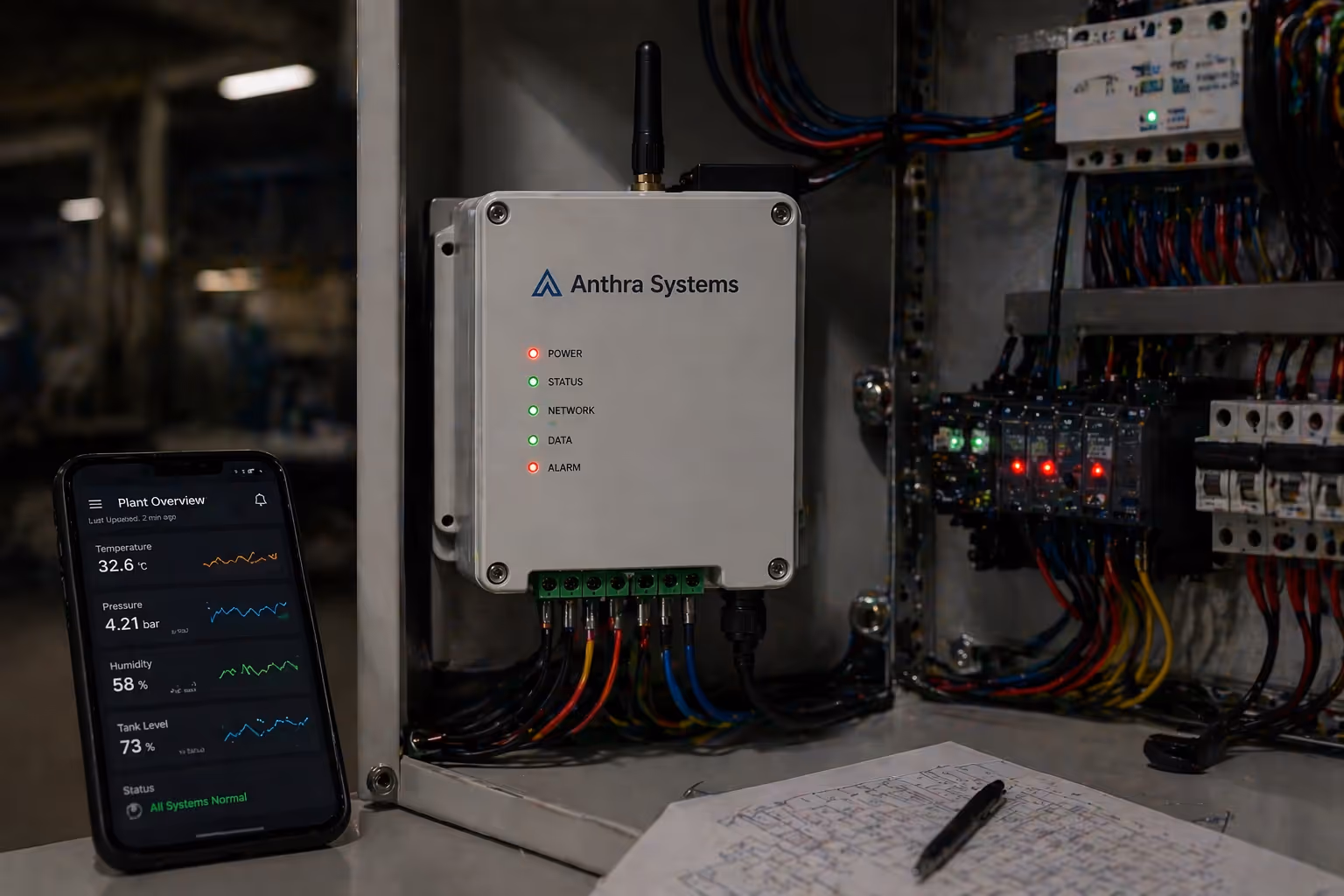 Industrial monitoring and control unit with display and connectivity