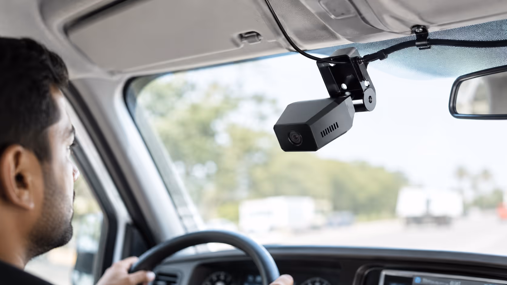 Driver cabin camera and dashboard context for vehicle monitoring.